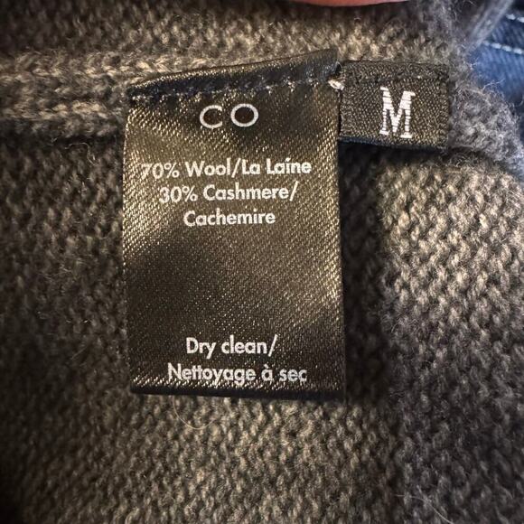 CO Essentials Wool Cashmere Gray Button Shoulder/Fold Collar Sweater Sz Medium - Picture 9 of 9